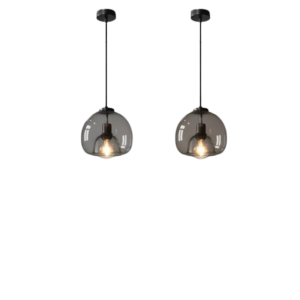 Smoky grey bubble glass pendants