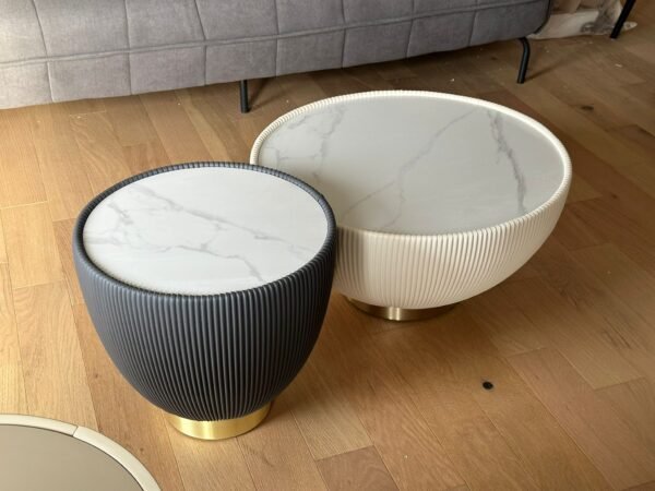 Two piece coffee table with artificial marble countertop